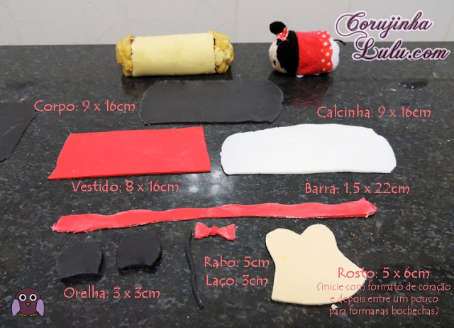 Bolo Rocambole Mickey e Minnie Mouse Tsum Tsum Disney nutella paçoquita line fondant roll cake  | ©CorujinhaLulu.com