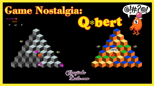 Game Nostalgia dos anos 80: Q*bert versão Rebooted 2015 corujinhalulu.com q-bert qbert cubes atari playstation sony android ios psp arcade jogo clássico games @!#?@!