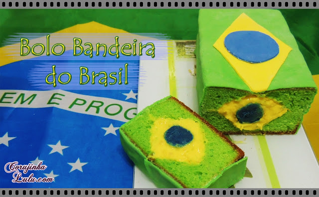 Bolo Bandeira do Brasil - De Bico Cheio debicocheio brasileira brasileiro fondant em cada fatia brazilian flag of Brazil Brazil's | ©CorujinhaLulu.com