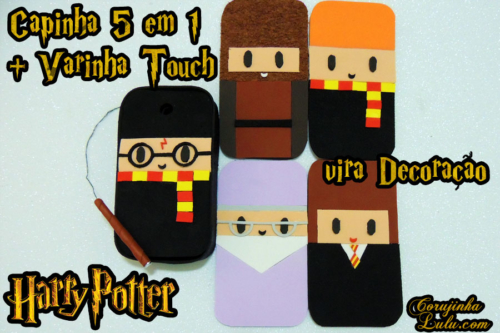 Diy Harry Potter: Como fazer Varinha Touch + Capinha 5 em 1 multiuso do Harry, Rony, Hermione, Hagrid e Dumbledore