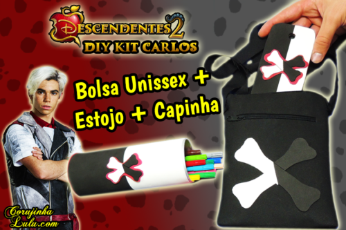 Diy Disney Descendentes 2 – Como Fazer Kit Carlos De Vil com Capinha de Celular + Estojo + Bolsa Unissex | Corujices da Lu