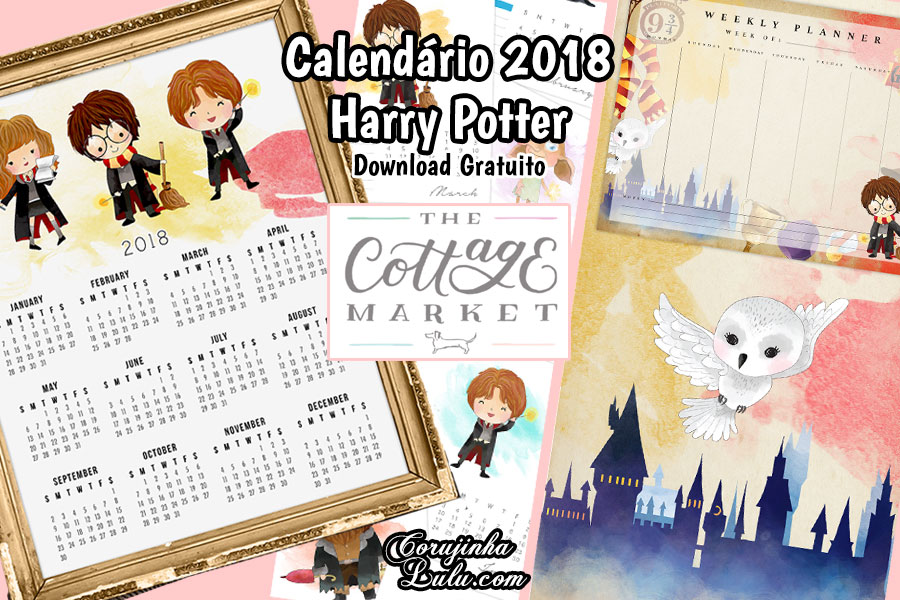 Planner e Calendário 2018 de Harry Potter (Gratuito) | ©CorujinhaLulu.com download grátis gratuito free breebie corujinha lulu corujinhalulu geek potterhead hermione granger dumbledore rony weasley edwiges planner semanal planejador organização organizar planejamento ano novo