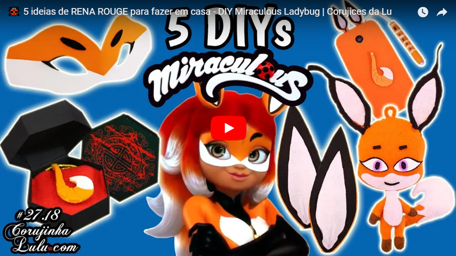 5 ideias de Rena Rouge para fazer em casa - Diy Miraculous Ladybug - Corujices da Lu | ©CorujinhaLulu.com corujinhalulu corujinha lulu luciene sans passo a passo tutorial manualidades how to disney alya kwami mascara orelhas capinha flauta colar pingente raposa