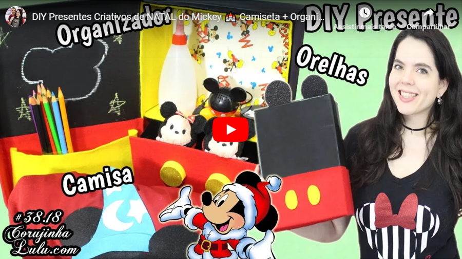 Assista "DIY Presentes Criativos de NATAL do Mickey 🏰 Camiseta + Organizador + Orelhas e+ Disney - Corujices da Lu" | ©CorujinhaLulu.com corujinhalulu corujinha lulu corujicesdalu faça você mesmo como fazer #corujicesdalu