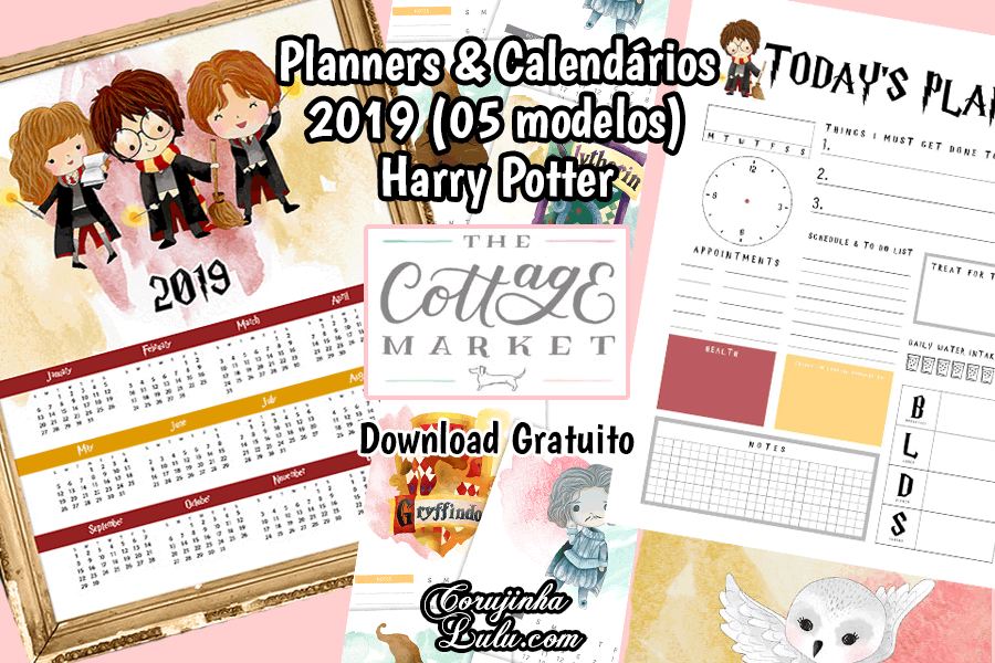 Planner e Calendário 2019 de Harry Potter (Gratuito) | ©CorujinhaLulu.com download grátis gratuito free breebie corujinha lulu corujinhalulu geek potterhead hermione granger dumbledore rony weasley edwiges planner semanal planejador organização organizar planejamento ano novo