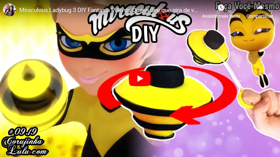 Assistir Miraculous Ladybug em português: 3 DIY Fantasia Pião da Queen Bee que gira de verdade Poder Ferroada 